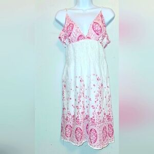 Alki'i Pink and White Floral Summer Dress Size Lg.